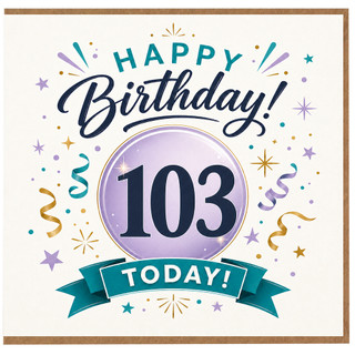 103rd Birthday Card, Happy Birthday Card for 103 Today