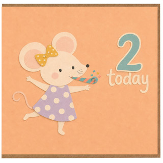 2nd Birthday Card, Cute Mouse 2 Today Birthday Card