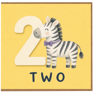 2nd Birthday Card, Cute Zebra Design