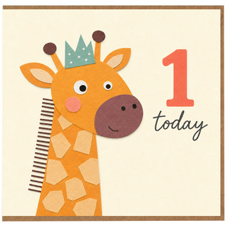 1st Birthday Card, Cute Giraffe 1 Today Birthday Card