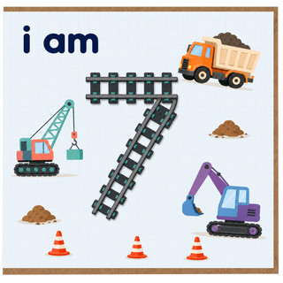 7th Birthday Card, Construction I Am Card