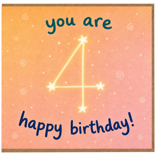 4th Birthday Card, You Are Happy Birthday Star Constellation Design
