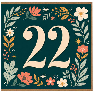 22nd Birthday Card, Floral Number 22 Card