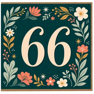 66th Birthday Card, Floral 66 Birthday Card