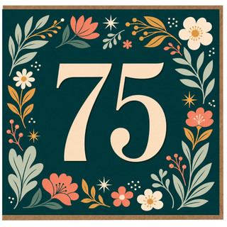 75th Birthday Card, Floral Design