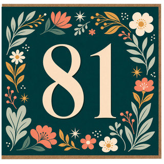 81st Birthday Card, Floral Number 81 Card