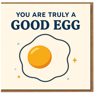 You Are Truly a Good Egg Pun Card - Funny Thank You Appreciation Greeting Card for Friend, Partner or Colleague - Cute Fried Egg Illustration - Blank Inside