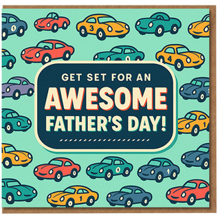 Father's Day Card for Dad - Get Set for an Awesome Father's Day - Fun Racing Cars Design, Cute Greeting Card