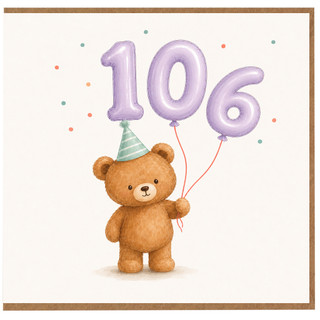 106th Birthday Card, Cute Teddy Bear Balloons Card