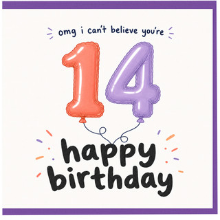 14th Birthday Card, Happy Birthday Balloon Design