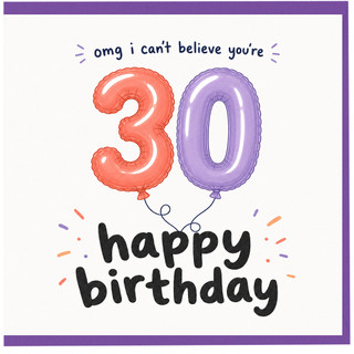 30th Birthday Card, Happy Birthday Balloon Number 30 Card