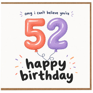 52nd Birthday Card, Happy 52nd Birthday Card