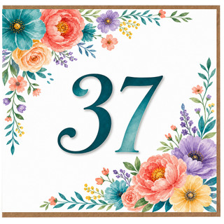 37th Birthday Card, Floral Age 37 Card