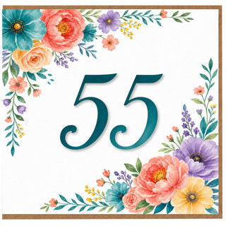 55th Birthday Card, Floral Age 55 Birthday Card
