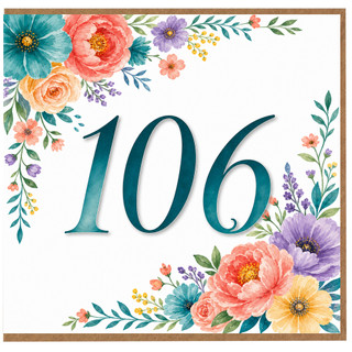 106th Birthday Card, Floral Birthday Card