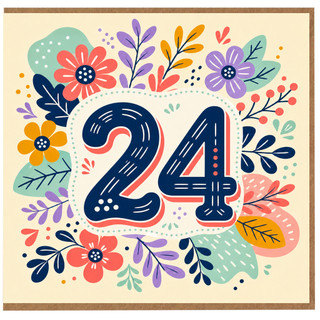 24th Birthday Card, Floral Design