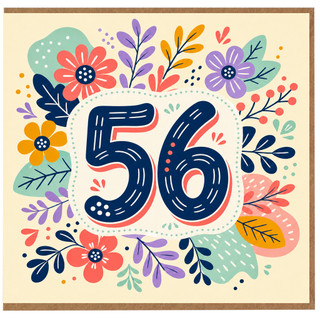 56th Birthday Card, Floral Age 56 Greeting Card