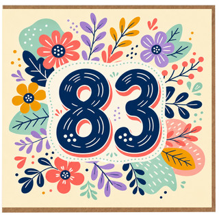 83rd Birthday Card, Floral Number 83 Birthday Card