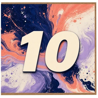 10th Birthday Card, Abstract Swirl Number 10 Celebration Card