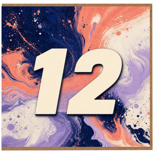 12th Birthday Card, Abstract Swirl Number 12 Card