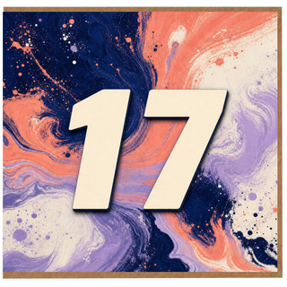 17th Birthday Card, Abstract Number 17 Card