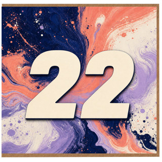 22nd Birthday Card, Abstract Paint Splash Design