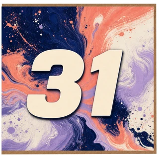 31st Birthday Card, Abstract Number 31 Card