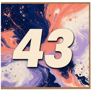 43rd Birthday Card, 43 Birthday Card, Number 43 Birthday Greeting Card