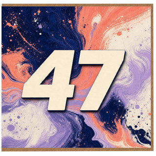 47th Birthday Card, Abstract Paint Splatter Number 47 Card
