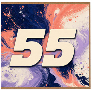 55th Birthday Card, Abstract Paint Splash Number 55 Card