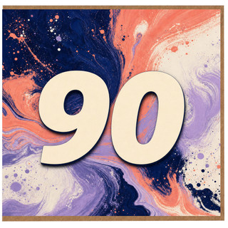 90th Birthday Card, Bold Abstract Number 90 Card