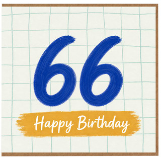 66th Birthday Card, Blue Number 66 Happy Birthday Greeting Card