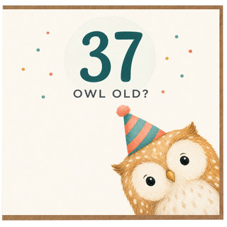 37th Birthday Card, Owl Old Funny Birthday Card