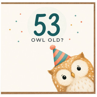 53rd Birthday Card, Funny Owl Old Birthday Card