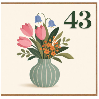 43rd Birthday Card, Floral Bouquet Design