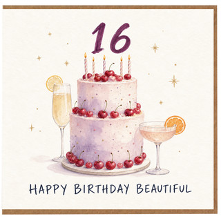 16th Birthday Card, Happy Birthday Beautiful Card
