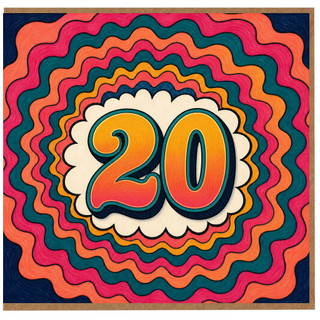 20th Birthday Card, Colourful Retro 20 Today Card