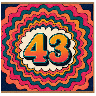 43rd Birthday Card, Retro Colourful Number 43 Birthday Card