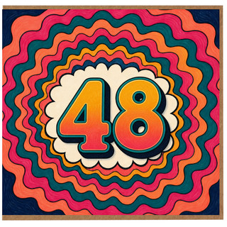 48th Birthday Card, Colourful Retro Number 48 Card