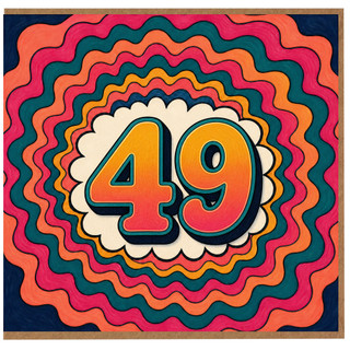 49th Birthday Card, Retro Colourful Number 49 Card