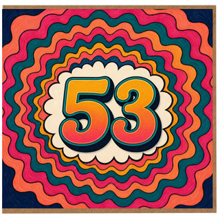 53rd Birthday Card, Retro Rainbow Number 53 Card