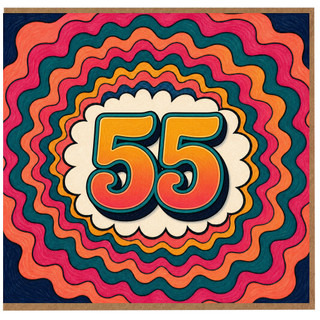55th Birthday Card, Retro Colourful Number 55 Card