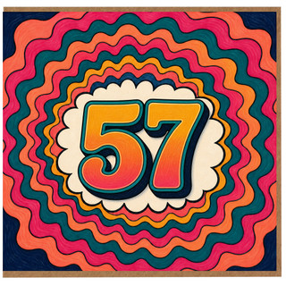 57th Birthday Card, Retro Colourful Number 57 Card
