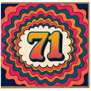 71st Birthday Card, Retro Colourful Wavy Number 71 Design