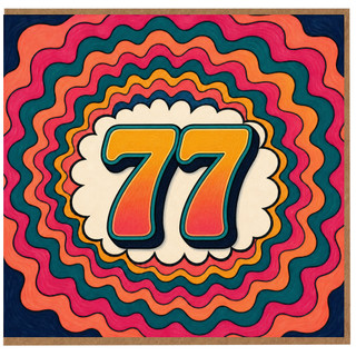77th Birthday Card, Retro Colourful Number 77 Card