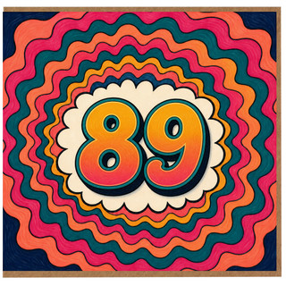 89th Birthday Card, Colourful Retro Style 89 Birthday Card