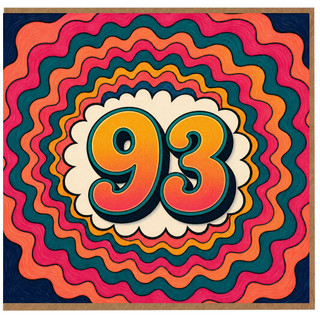 93rd Birthday Card, Retro Colourful Number 93 Card