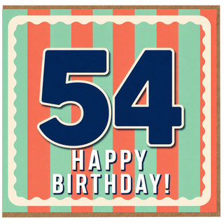 54th Birthday Card, Happy Birthday Retro Number 54 Card