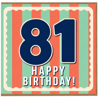 81st Birthday Card, Happy Birthday Retro Number 81 Card