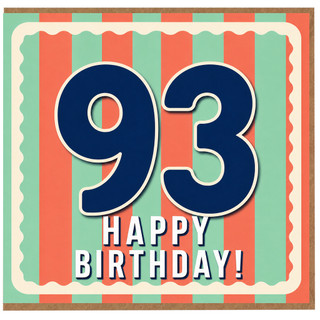 93rd Birthday Card, Happy Birthday Retro Striped Design